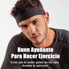 9 Piezas Bandas para el Cabello, Diademas Deportivas para Mujer y Hombre, Algodn, Absorbe el Sudor, Antideslizante, para Yoga, Fitness, Ciclismo y Viajes, Etc. Negro+Blanco+Gris - inicial - Ver 5