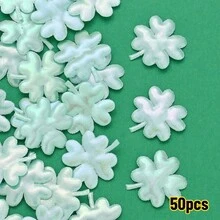 4Amazonia 50片/套 圣帕特里克节绿色系列 1.7*2厘米 闪亮双面幸运草带衬垫贴片 DIY发夹配件和布艺装饰四叶贴片 - 四葉草 - 查看 9