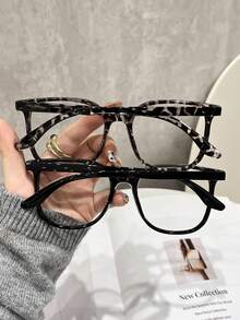 2副/套 男女通用复古塑料框波西米亚风透明眼镜，时尚配饰 - 彩色 - 查看 3