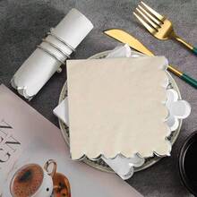 25/50/80张扇形鸡尾酒餐巾纸，饮料餐巾纸，一次性扇形纸巾，适用于婚礼招待会、生日派对等场合 - 白色 - 查看 7