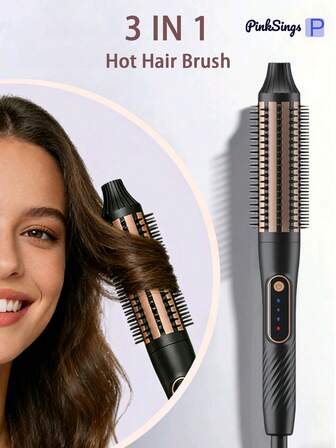 PinkSings Volume & Shape Ceramic Hot Brush For Hair Styling, 38mm Ceramic Barrel And Retracting Bristles, Adjustable Temperature, Automatic Shut-Off, Volumizing Brush For Short And Medium Hair Types