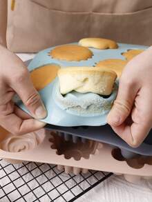 1个6孔硅胶花朵蛋糕模具，DIY布丁果冻冰块烘焙工具，慕斯巧克力模具，耐热不粘，适用于烤箱烘焙，生日派对节日活动 - 彩色 - 查看 4