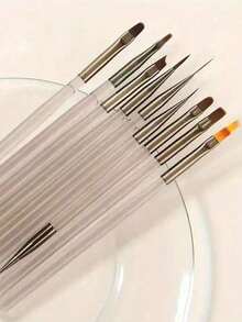 9pcs Japanese Gray Series Nail Art Pen Set, Includes: Nail Brush, Lining Pen, Double-Ended Pen, Structuring Pen, UV Gel Paint Pen, Gradient Pen, Suitable For Nail Salons And Home Use - Light Grey - View 4