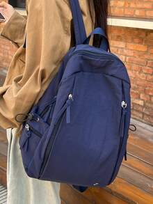 Esta es una mochila de unicolor que se puede usar en ambos hombros, en un solo hombro y se puede llevar en la mano. La mochila no es solo un artículo simple, sino que también transmite tu estilo de vida y actitud. Gran capacidad, ligera, impermeable, mochila con personaje de dibujos animados, adecuada para el estilo universitario, el regreso a la escuela y los viajes. - Multicolor - Ver 2