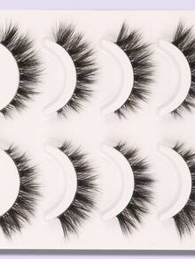 4对透明凌乱茎假睫毛，适合日常佩戴
