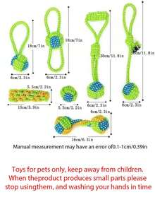 7件套狗狗磨牙玩具，编织绳训练玩耍玩具，适合户外狗狗拔河互动玩具，磨牙玩具，适合爱啃咬的狗狗，帮助清洁牙齿，适合中大型犬。 - 彩色 - 查看 7