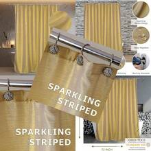 Cortinas de Ducha Doradas para baño: Cortina de Ducha Decorativa de Tela Brillante con Purpurina Impermeable Lavable Lujosa Elegante  metálica Brillante 72 x 72 Pulgadas - Dorado+182.9An x 182.9Al cm (1 Paneles) - Ver 1