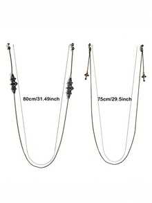 4pcs Gothic Bat Moon Eyeglass Chain - Eyeglass Holder With Bat/Raven Pendant And Cross/Crescent Pendant - Unisex Eyeglass Strap Suitable For Daily Use, Back To School, Valentine's Day - Great Gift! - Multicolor - View 8