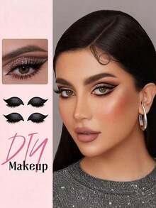 2 Pairs Slouchy Eye Shadow Stickers, Suitable For Makeup Use. 3-In-1 Self-Adhesive Reusable, With Eyelashes, Quick Eye Makeup Stickers, Very Suitable For Ladies Makeup, Festivals, Parties, Balls - Multicolor - View 2