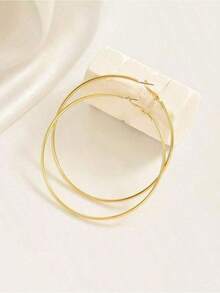 1Pair Minimalist Style Multiple Hoops Earrings, Daily Wear Women  Gold/Silver Plated Multi-Hoop Earrings For Women, Chic Layered Stackable Hoop Jewelry, Lightweight Hypoallergenic Stainless Steel Earrings, Perfect For Daily Wear Office Party Date, 2026 New Arrival, Ideal Birthday Valentine's Day Gift For Her, Suitable For All Seasons Outfit Matching - 金色 - 查看 4
