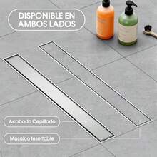 Drenaje de Piso de Bao Acero Inoxidable: Coladera de Desage Lineal Exterior, Coladera Antiolor para Regadera, Drenaje Ducha Barra Larga SUS304Tapadera Desmontable, para Bao Aseo Cocina (10*50cm) - Estilo 3 (10*50cm) - Ver 4