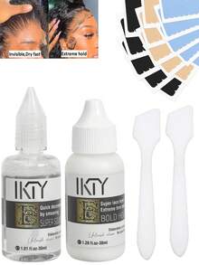 Kit de adhesivo y removedor de peluca de encaje, incluye cinta y aplicador - Pegamento de encaje invisible de secado rápido, de larga duración y , adecuado para pelucas frontales, extensiones de cabello, moldeado de línea del cabello e instalación de pelucas - Quitar el pegamento - Ver 2