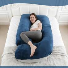 Sleeping Pillow For Pregnant Women, Full-Body Pregnant Women Pillow, With Removable And Washable Pillowcase To Support Back, Buttocks, Legs, And Abdomen, Suitable For Pregnant Women - 藍灰色 - 查看 6
