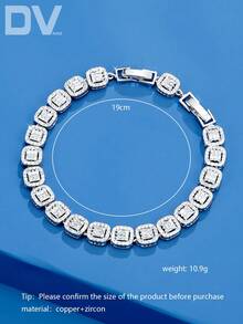 DV JEWELRY 1件装奢华女士手链，镶嵌人造锆石、彩色宝石，镀白金，优雅饰品，适合约会、婚礼、派对、周年纪念等场合佩戴。 - 銀色 - 查看 8