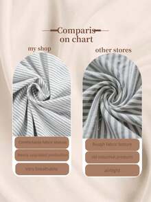 2-Piece Women's Summer New Knitted Round Neck Long-Sleeved Shorts Striped Breathable Pajamas Set - Màu Xám nhạt - Xem 5