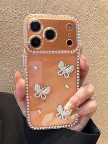 1pc Luxury Electroplated Rhinestone Edged Shiny Star Transparent Full Body Shockproof Phone Case, Compatible With IPhone 17/17 Air/17 Pro/17 Pro Max, 16, 16 Pro, 16 Plus, 16 Pro Max, 15, 14, 14 Pro Max, 13, 12, 11 - 清除 5 - 查看 2