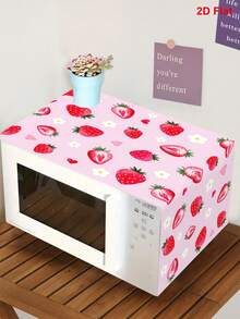 1pc Elegant Leaf/Rose/Butterfly/Strawberry Pattern Microwave Dust Cover, Multiple Patterns Available, Washable Dust Protection Cover, Decorative Kitchen Appliance Cover, Home Decor, Kitchen Decor, Household Appliance Decor, Great Gift For Brides, Easy To Clean, Anti-Stain