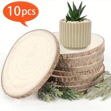 10 Pcs 9-10 Inch Wooden Slice Centerpieces, Natural Polished Wood Rounds For Wedding, Baptism, Cake Stands - DIY Crafts, Candle Holders For Christmas, Halloween Party & Home Decor - 10 Pcs - View 1