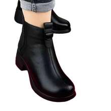 Botas  de Tacón Grueso Versátiles Vintage para Mujeres Invierno 2025 Nuevas Antideslizantes Forradas de Felpa Cálidas para Mamá de Mediana Edad - Soltero negro - Ver 7