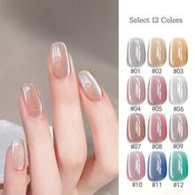 10毫升夏季流行水果沙拉猫眼凝胶指甲油，2025新款透明冰蓝、紫色、绿色玻璃珠美甲用品