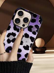 1 pièce Étui de téléphone imprimé léopard, étui de protection  doux avec motif animal panthère, compatible avec Apple/Galaxy S24 Ultra, 17 Pro Max/16 Pro Max/12 Pro/13/14 Plus/15 Pro Max/16 Pro Max, 11/13 Pro - Violet - Voir 8