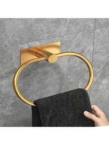 1个壁挂式毛巾架，免打孔毛巾环浴室收纳架，适用于厨房、浴室和洗衣房，不锈钢毛巾环，毛巾架，免钻孔抹布架，重型毛巾架，面巾架，挂钩，浴室收纳盒，五金配件，浴室毛巾架浴室配件，多种颜色可选 - 彩色 - 查看 9