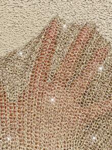 New Women's Camel Sleeveless Deep V-Neck Pleated Fitted Cropped Y2K Style Shiny Knit Camisole Top. Suitable For Afternoon Tea, Fashion Parties, Dinner, Weekend Shopping, Birthday Celebrations, Beach Vacations, Seaside Trips, And Romantic Dates - Camel - View 9