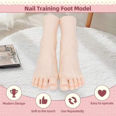 CHUAN SHANG Foot Model For Nail Training, Soft And Bendable, Collectible Beautiful Feet, Massage Skill Practice, Live Streaming Shoe And Sock Display Foot Model