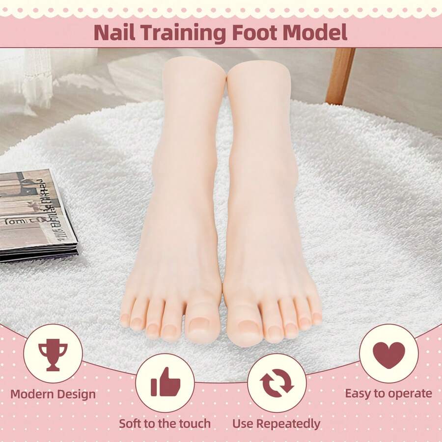 CHUAN SHANG Foot Model For Nail Training, Soft And Bendable, Collectible Beautiful Feet, Massage Skill Practice, Live Streaming Shoe And Sock Display Foot Model