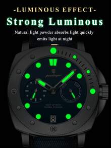 POEDAGAR ساعة يد رجالية كاجوال بإطار دوار وتاريخ بعقارب الثواني، بسوار من النايلون والجلد، مقاومة للماء وبوظيفة إضاءة، ساعة فاخرة للاستخدام اليومي، هدية مثالية للرجال - الأزرق - مشاهدة 8