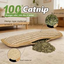 2包剑麻猫薄荷枕头玩具，含8000毫克有机草本混合物，互动猫玩具，经久耐用，耐咬，适合室内猫咪、幼猫和成猫，可用于抓挠、咀嚼、磨牙和踢打玩耍。 - 彩色 - 查看 4