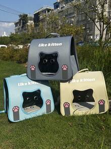 6公斤容量猫/小型犬背包，牛津布材质，带透气窗口，适合小型宠物，双肩带，手提，大容量便携式宠物包 - 彩色 - 查看 3