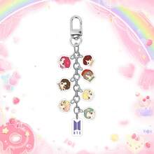 1个KPOP BTS Skz EN V Jimin J-Hope RM Jin钥匙扣/吊坠，适用于衣服、包包、车钥匙 - 创意可爱派对装饰，是圣诞节、情人节、生日礼物的理想之选