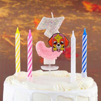  5pcs Paw Patrol Ryder Numeral Candles, Cake Decorations Party Glitter Creative Birthday Candles, Suitable For Various Holiday Decorations