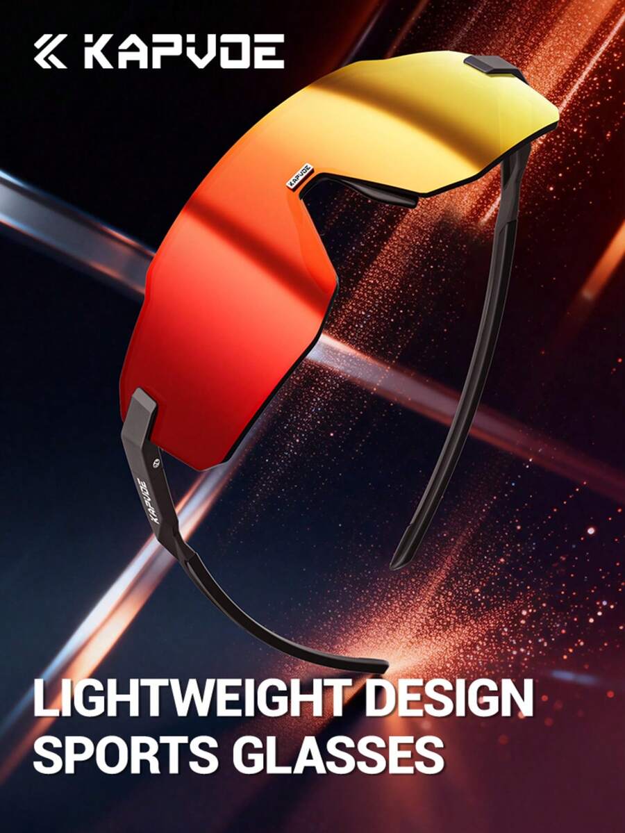 KAPVOE 轻便跑步眼镜，男女款山地自行车骑行眼镜，户外运动配件，露营，旅行，自行车眼镜，钓鱼装备，包含眼镜盒、眼镜布和眼镜袋 - 彩色 - 查看 1