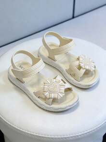 可爱水钻蝴蝶结露趾女童凉鞋，透气沙滩度假鞋 - 白色 - 查看 6