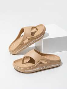 女士夏季家居室内浴室拖鞋防滑简约时尚软底舒适轻便情侣凉鞋男士夏季 - 咖色 - 查看 3