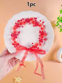 1pc Red Flower Headband, Women Hair Accessories - Multicolor - View 7