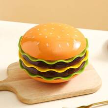 1 Set Hamburger Bowl Shaped Plate & Condiment Dish, Multi-Functional Creative Tableware, Cute Gift For Women - Multicolor - View 9