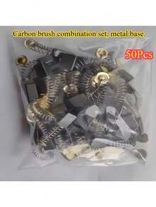 50 piezas Kit de repuesto de escobillas de carbón de alta resistencia, Kit de combinación de escobillas de carbón, base de metal, adecuado para taladros, lijadoras, amoladoras y motores - Kit de piezas de reparación de motores, cuadro de tamaños precisos, compatible con herramientas eléctricas para mejoras del hogar (amoladoras angulares / taladros de impacto / taladros eléctricos / sierras de martillo) Piezas de reparación y repuesto, regalo de primavera perfecto - Multicolor - Ver 3