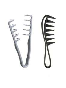 3pcs/Set Men's Salon Hairstyling Brush Set - Texture Oil Wide-Tooth Comb, Pompadour Texture Brush, Volumizing Double-Tooth Comb, Plastic Root Lifting Hair Clip Brush Combo