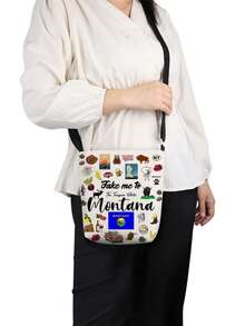 Take Me To Themed Graphic Crossbody Bag, Unisex Reusable Shoulder Messenger Bag, Casual Versatile Courier Bag With Colorado, Connecticut, Michigan, Montana, New Mexico, Tennessee State Prints, Convenient Travel Themed Gift For US State Enthusiasts - Multicolor - View 8