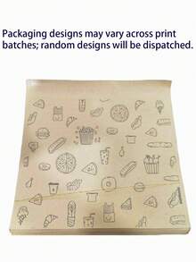 100pcs Brown Food Sealing Bags, Oil-Free Self-Adhesive Ziplock Bags, Suitable For Sandwiches, Bread, Burgers, Fries, Picnics, Parties, Etc. (Packaging Design May Vary Due To Printing Batch; Random Delivery.) - Brown - View 4