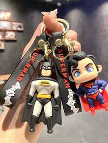 1pc Cartoon Batman Keychain, Superman Bag Accessory, Superhero Batman Keychain Bag Charm, Gift For Boys Girls, Party Costume Accessory, Party Favor, Birthday Holiday Party Gift - Multicolor - View 3