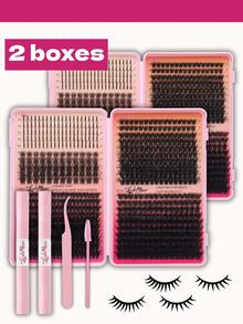 1360PCS/680PCS Russian Volume Lash Clusters Kit, Spike Lash Individuals T50D+80D+100D+120DD, DD Curl DIY Eyelash Extensions With Eyelash Glue, Tweezers & Brush, 0.31–0.63inch Reusable Segmented Individual False Eyelashes, Faux Mink Eyelashes, Wispy Spiky Natural Look For Party, Wedding, Holiday – Beauty & Health, Personal Care, Festive Glam Beauty, Lash Clusters Kit, Lashes, Eyelashes, Fake Lashes - 黑色 - 查看 11