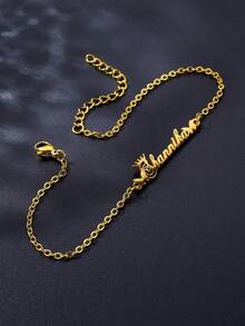 Butterfly Pendant Name Heart Charm Anklet, Custom Stainless Steel Personalized Engraved Arabic Initial Nameplate Foot Chain, New Arrival Gold Stylish,Fall Fashion,Casual,Cuties,Contracted,Simple,Old Money Custom,Personalized,Unique Ideal Gifts For Her Girlfriend,Mom,Family,Friends,Daughter,Grandparents For Anniversaries,For Valentine's Day,For Mother's Day,For Birthdays,For Graduation,For Weddings,For Daily Wear Valentines - Nhiều màu - Xem 6