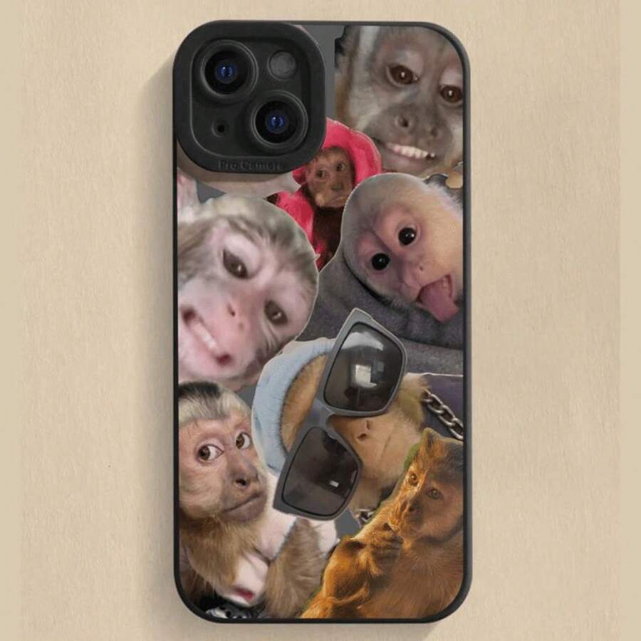 Handyhülle: Affen-Engelsauge schwarze Handyhülle mit Brille und Schutz weiche Hülle geeignet für iPhone 16promax 16pro 16plus 16 15/ 15pro/ 15promax/ 15plus, 14, 13, 12, 11 Pro Max x xr xs xsmax 7 8 plus Pro Max, Geburtstagsgeschenk, Geschenk für Freund - Schwarz - Übersicht 1