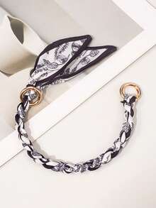 手提包肩带，饰有链条，高端丝巾编织包带，包包配件，多功能替换链条配件，旅行必备，假日必备 - 彩色 - 查看 14