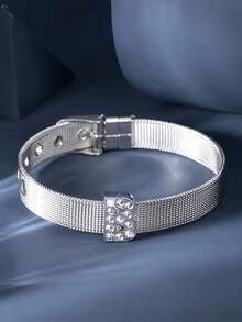 1件个性化光滑A-Z字母吊坠手链，女士DIY定制姓名字母可调节手链