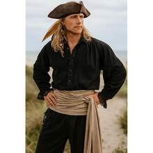 ThePirateDressing Pirate Medieval Renaissance Halloween Costume Large Sash,Almond(LinenFabric - Almond(LinenFabric - View 3